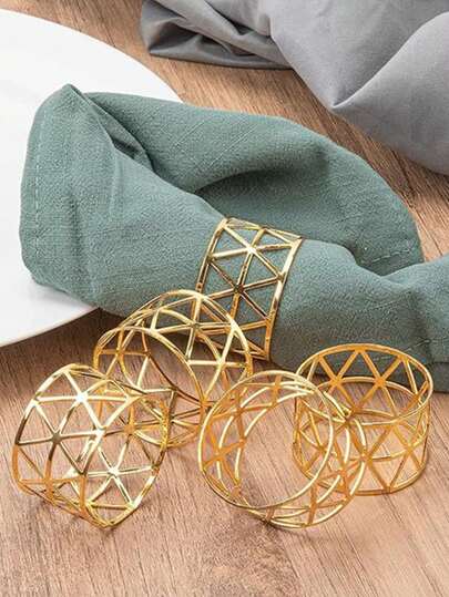 ห่วงผ้าเช็ดปากโลหะทรงเรขาคณิตสไตล์ยุโรปและอเมริกา, ของตกแต่งงานแต่งงานที่ทันสมัย, คลิปผ้าเช็ดปากที่สวยงาม, ที่วางผ้าเช็ดปากบนโต๊ะอาหารที่สร้างสรรค์, ห่วงผ้าเช็ดปากที่เรียบง่ายและสง่างาม