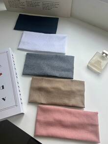 1/3/4/5条装纯色弹力针织发带，适合日常瑜伽和户外运动，多种颜色可选，男女通用，四季皆宜的时尚发饰，女士发带 - 酒紅色 - 查看 3