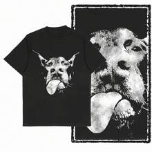 G59 Exclusive Pure Cotton Men's Vintage Dog GraphicT-Shirt |   Streetwear Big Size Cool O-Neck Men's Tee Tshirt T Shirt - 黑 - 查看 3