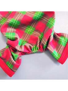 2025新款圣诞宠物套装，保暖透气，高弹力，防尘四脚连体衣，可个性化印花，高品质宠物连体衣，狗狗睡衣，可爱，适合中小型犬，贵宾犬、泰迪犬等。 - 紅色 - 查看 5