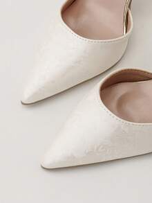 时尚简约超高跟尖头镂空绑带高跟凉鞋，优雅女士高跟鞋 - 米色 - 查看 4