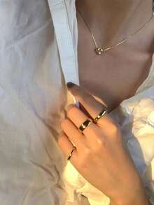 Set de 3 anillos sólidos minimalistas, aptos para uso diario - Multicolor - Ver 6