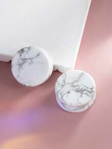 1 Pair Fashionable Bohemian Retro Rock Style Natural White Turquoise Ear Gauges, Unisex Piercing Jewelry Suitable For Daily Wear, Party, Gift, Lucky Accessory, Ornament - Ear Gauge - View 4