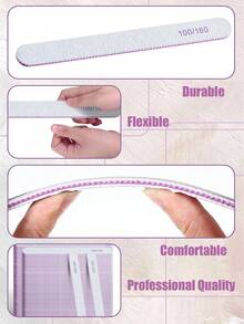 100/180 Grit Double-Sided Professional Nail File, Black Nail Care Manicure Pedicure Sanding Block Nail Polishing Tool - Multicolor - View 7