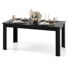COSTWAY 160 CM Rectangular Dining Table With Sturdy L-Shaped Legs, Modern Kitchen & Dining Room Table, Seats Up To 8, Black Finish - Black - View 9