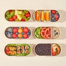 2pcs/Set 730ML Stackable Plastic Divided Lunch Box, Portable Reusable Oval Bento Box With Cute Cartoon Straps, Fruit Salad Food Storage Container For Meal Prep & Portion Control, Microwave Lunch Container, Suitable For Student And Adult Use In Home, School, Dorm, Office, Outdoor Camping, Picnic,Travel, Bakc To School - Multicolor - View 11