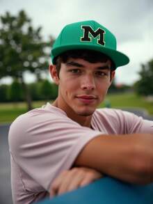 1顶男女通用个性化A-Z字母平沿棒球帽，经典可调节后扣帽，透气嘻哈风格，适合日常佩戴、街头穿搭和户外活动，夏季、海滩、假日皆宜 - 綠色 - 查看 5