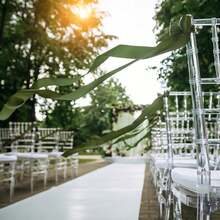 12 件套时尚纯色缎带椅套，尺寸 4*200 厘米/1.57*78.74 英寸，适用于婚礼宴会、正式活动、餐桌座椅、新娘送礼会装饰、酒店招待会、周年庆典、花园商务晚宴、豪华餐饮、订婚派对等场合。 - 彩色 - 查看 9