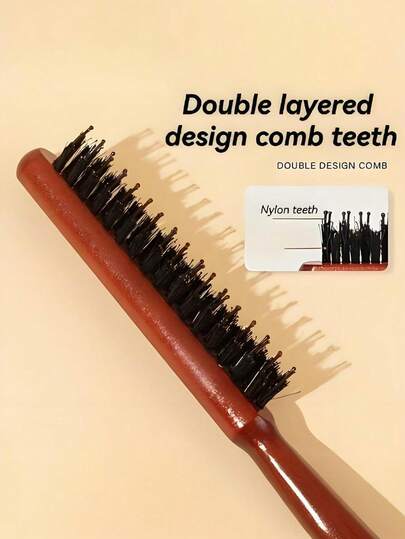 A Three-Row Bristle-Tip Comb With Artificial Bristles And Synthetic Hair Strands, Used For Scalp Massage And Hairstyle Design. It Is A Styling Tool Suitable For Regular Hair. This Three-Row Bristle-Tip Comb Is Highly Suitable For Various Hair Types Or Hairstyles And Is Applicable In 20 Daily Life Scenarios.