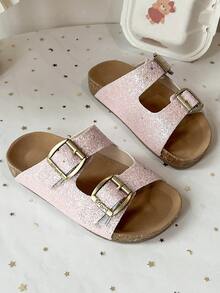 Sandal Selop Anak Berkilau - Bahan Suede Imitasi dan Sol Gabus Lembut, Nyaman untuk Dipakai di Dalam dan Luar Ruangan - Berwarna merah muda - View 9