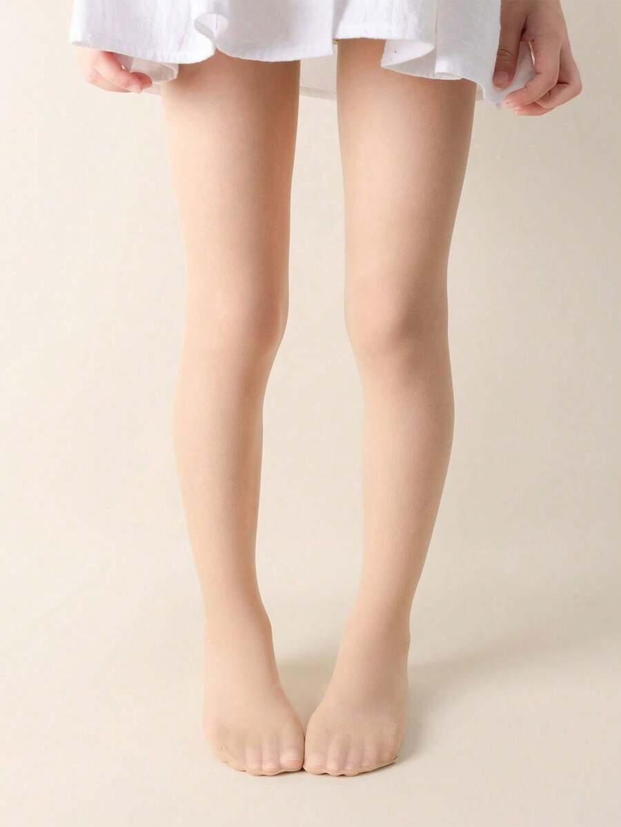 1件装儿童薄款肉色连裤袜,女童肉色腿部防勾丝紧身裤,适合春夏穿着,也可作舞蹈紧身裤 - 彩色 - 查看 1