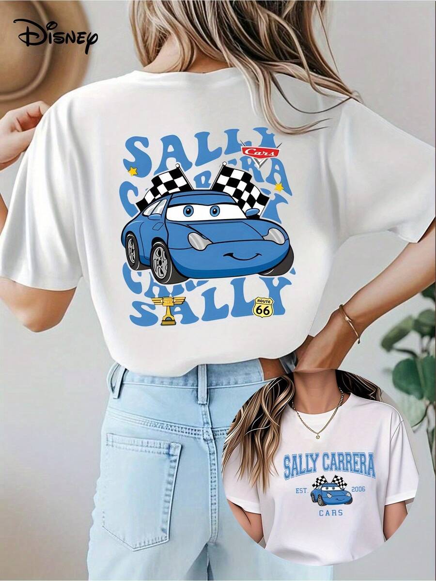 Disney Genuine Authorization, Car Story Printing Double-Sided Short Sleeves, Water Tank Hot Spring Disneyland Short Sleeves, Family Holiday T-Shirts, Disney Ladies T-Sleeves, Disney Shirts, Excellent Holiday Gifts, Comfortable And Casual, T-Shirts For Men And Women. - White - View 1