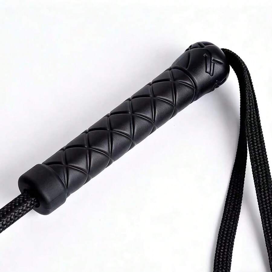 1pc High Quality Durable Black Riding Crop With Ring Handle, Non-Slip Equestrian Training Saddle Accessory - Multicolor - View 1