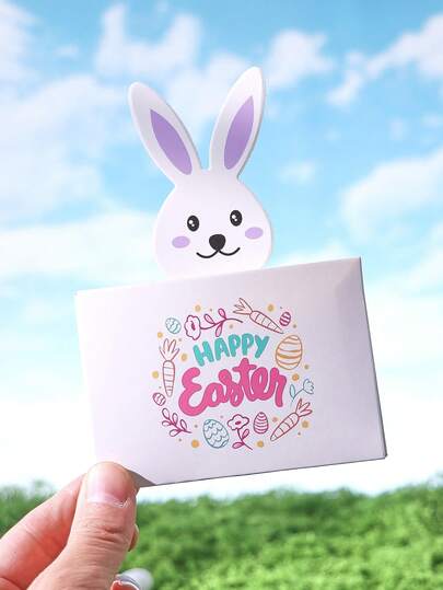 5pcs Colorful Easter Bunny Pattern Greeting Cards Set, Holiday Party Gifts, Easter Decorations, Easter Gifts, Easter Centerpieces, Home Decor, Desktop Decor, Easter Party Supplies, Spring Party Decor, Spring Decor, Easter Egg Hunt Party Supplies