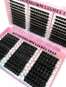 500片装200D/160D/120D/100D/80D/60D高密度睫毛册簇状合成貂毛假睫毛，浓密蓬松，纤长卷翘，0.07mm D卷度，长度10-18mm混合，自然柔软，适合各种妆容，可重复使用 - D - 查看 5