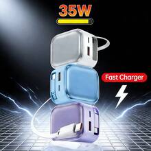 1个35W快充可折叠USB-C充电器，PD墙充，带可伸缩Type-C线缆和双端口，兼容 17 Pro Max/17 Pro/17/Air/16/15、Pixel设备 - 美規A型插(110-127V) - 查看 2