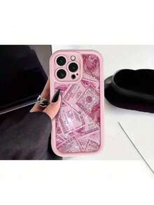 1pc Glitter Pink Dollar Bill Pattern Phone Case Suitable For Apple  16111213141515 Pro15 Plus15 Promax7plus8plusXXs MaxXr11pro12pro13pro14pro11promax12promax13promax14promax14plus66s6plus78s16Pro16plus16promax - 1pc - 查看 3