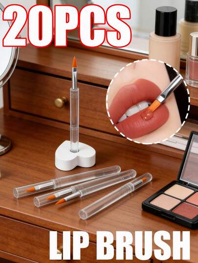 20支/10支/1支便携式唇刷（带盖），旅行化妆工具，美容工具，多功能刷具，美甲刷，美甲工具