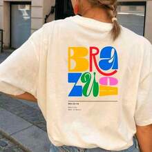 "BRAZUCA" Streetwear T-Shirt, 100% Premium Cotton, Unisex, Brazil World Cup T-Shirt - 藏蓝色 - 查看 3