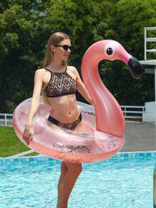 1pc Inflatable Flamingo Swim Ring, Perfect For Pool Parties And Sunbathing, Enhancing Your Pool Fun! - Multicolor - View 3