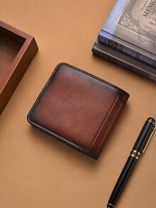 Men's Slim Bifold Wallet, Vertical Trifold Leather Card Holder With Driver's License Compartment, Multi-Function - Multicolor - View 11