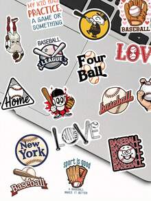 50pcs Baseball Sticker Pack For Scrapbooking, Diary, Phone Case, Planner, Luggage, Guitar, Skateboard, Tablet - View 2
