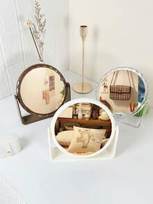 1个ins风桌面化妆镜，360度旋转，带放大镜 - 彩色 - 查看 1