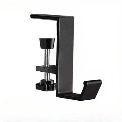 1pc Aluminum Alloy Desk Side Hanging Hook, Multifunctional Desk Underside Hook For Headphones/Backpacks/Cables Storage, Sturdy And Load-Bearing, Suitable For Students, Teachers, Office Workers, Home Use, Applicable For Office Supplies, School Supplies, Desk Decor, Home Decor, Student Desks, Back To School, Desk Organization