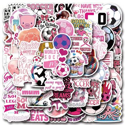 61PCS Pink Soccer Stickers High Quality Stickers Decals Scrapbook,Journaling,Laptop,Bumper,Skateboard,Water Bottles,Computer,Phone Stickers Can Bring A Lot Of Fun To Your Life,The Perfect Gift For Adults