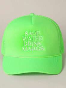 1 pieza Gorra de béisbol de malla ajustable con bordado exterior "SAVE WATER DRINK MARGS", adecuada para primavera/otoño, viajes, protección solar versátil, estilo Y2K, verano, playa, vacaciones, festival - gorra de béisbol - Ver 16