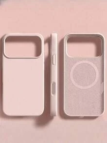 极简粉色磁吸液态硅胶保护壳，1个装，兼容 17 Air、16、14、13、12、15 Pro Max Plus，带绒面摄像头保护，春季礼物 - 淺粉色 - 查看 3