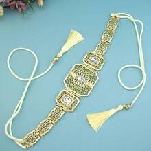 Gold Color Morocco Caftan Belt For Women Bridal Wedding Waist Chain Hand Rope Tassels Crystal Arabian Party Jewelry - TGnvsbt11011HONG - 查看 7