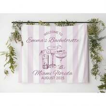 1PC Custom Bachelorette Tapestry, Personalized Bachelorette Party Banner, Bridal Shower Decor, Social Club Bachelorette Sign, 5 Sizes Available - 白色 - 查看 4