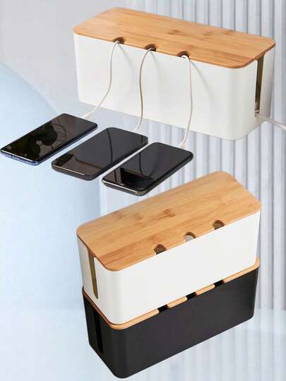 Large Electrical Wire Management Box - Wooden Grain Style Cable Storage Box, Wooden Grain Style Cable Organizer Box For Charger Organizer And Winder, Desktop Cable Management, Covered Power And Charging Cable Storage Box - Organize Electrical Wires, Data Cables And Various Cables - Space-Saving Desktop Outlet Management, TV Cords, Computer Cables, USB Hubs And Desk Power Sockets - Made Of ABS Material. Suitable For Kitchen, Living Room, Bedroom, Office And Dining Room, Office Desk, Car And Home (Multiple Colors Available)