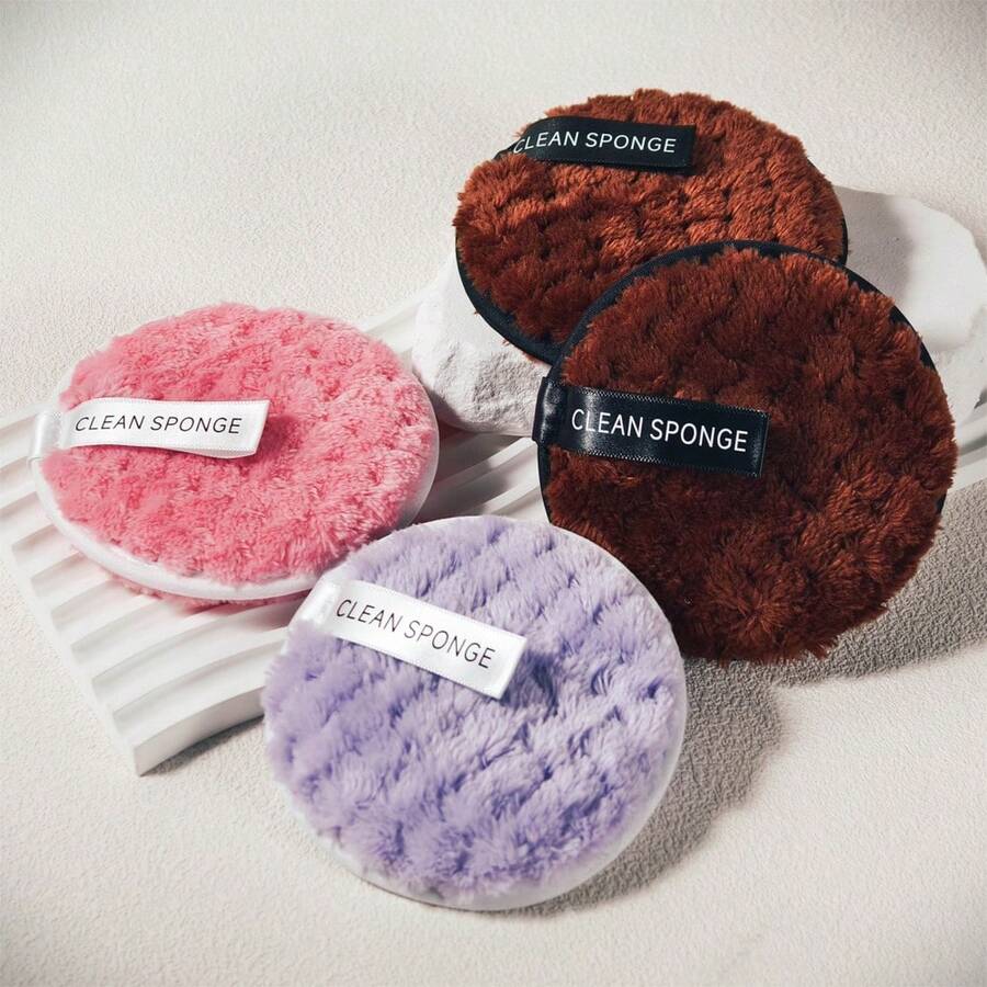 4/2pcs Reusable Gentle Makeup Remover Cleaning Puffs Cleansing Makeup Sponges - Multicolor - View 1
