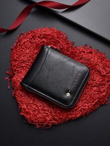 New Retro Men's Wallet, Short Bifold Leather Card Holder Zipper Wallet, Easter - Multicolor - View 12