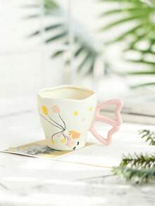 1pc Creative Hand-Painted & Hand-Molded Girl Flying Kite Ceramic Coffee Mug, Milk Breakfast Cup For Home Use - Multicolor - View 4