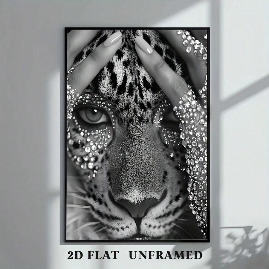 2D平面 2D平面 亮面豹紋海報 發光豹紋帆布畫 復古牆面藝術品 現代牆飾 適合送禮 家居與宿舍裝飾 適用臥室與客廳 無框裝飾品 - H - 查看 1