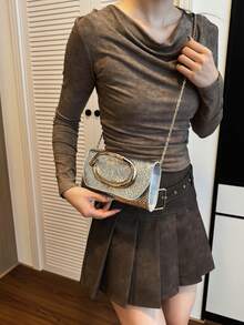 Women's Niche Design Handbag, Minimalist Personalized Versatile Crossbody Chain Shoulder Bag - Silver - View 5