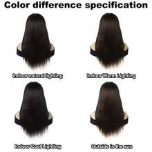 24英寸T型蕾丝前假发 - 女士直发假发，外观自然，预先梳理的婴儿发，无需胶水，浓密蓬松，适合派对和各种场合。 - 黑色 - 查看 9