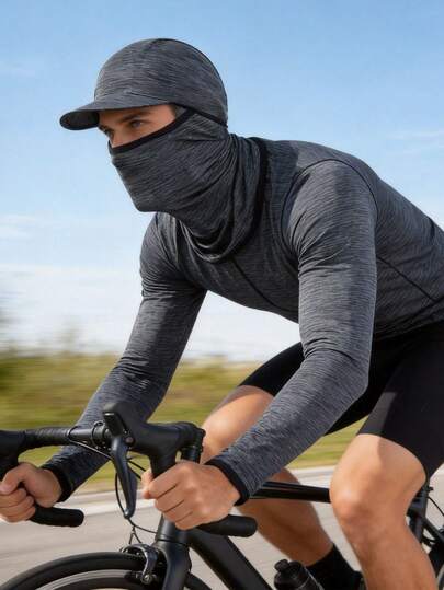 1pc Summer Seamless Face Mask With Curved Brim, Polyester Moisture-Wicking Breathable Hat, Suitable For Outdoor, Sports, Running, Cycling