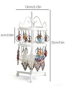 360° Rotating Jewelry Display Stand, Adjustable Metal Rotating Earring Organizer Rack, Vertical Tower Type Rotating Clamp Rack For Hanging And Dangling Earrings, Home Decor For Valentine's Day, Women's Day - Multicolor - View 16