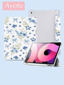Ayotu 1pc Blueberry Flower Bow Tie Tablet Case & Kindle E-Book Case Compatible With 10th Generation, 11/Air 4th/Air 7th/9.7 Inches, Compatible With Samsung Galaxy Tab A9 Plus, Kindle (11th Generation-2024 Release)(6 Inch), Kindle Paperwhite 12th Gen 2024, Great Holiday Gift, Stylish And Simple Pattern. - Multicolor - View 4