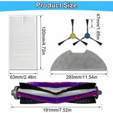 Eureka E10S E20 Plus Replacement Parts Kit - Washable Mop Pads HEPA Filters Main Side Brushes For Robot Vacuum - A - View 8