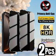 2片装隐私钢化玻璃屏幕保护膜，兼容 17/16/15/14/XS Max/XR/17 Pro Max/17 Pro系列，全屏保护，防刮花，隐私保护，9H超薄钢化玻璃 - 黑色 - 查看 30