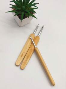 Silver-White Crochet Hook, Aluminum Crochet Hook With Bamboo Handle, Natural Wood Crochet Hook, DIY Yarn Tools 2.5mm, 3.0mm, 3.5mm, 4.0mm, 4.5mm, 5.0mm, 5.5mm, 6.0mm - Bamboo Silver-headed Crochet Hook - View 2