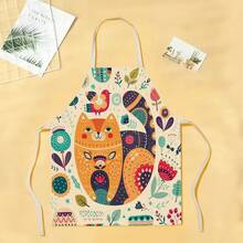 1pc Pizza Cat Pattern Apron, Creative Funny Fashion Printed Apron, Home Cleaning Apron, Easy Clean Kitchen Cooking Apron, Creative Home Apron - Multicolor - View 20