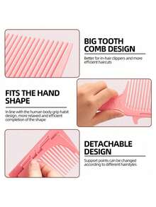 Pink Guide Comb Professional Barber Clipper Blending Flat Top Hair Cutting Comb Heat-Resistant Fade Brush For Men Salon Styling Tool - Multicolor - View 3