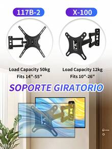 Soporte Para Pantalla Pared Tv Base Monitor Television 14 A 55 Inclinable Soporte De Sonido Tornillos Soporte Base Para Pantalla 32 Soporte,(10"- 26") ~para monitor de TV de movimiento completo con giro suave, inclinación y extensión, para la mayoría de televisores y monitores de visualización plana - Negro - Ver 2