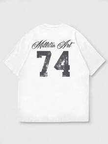 FRACTYR Men's Casual Retro Street Loose Round Neck Short Sleeve T-Shirt, Summer - White - View 4